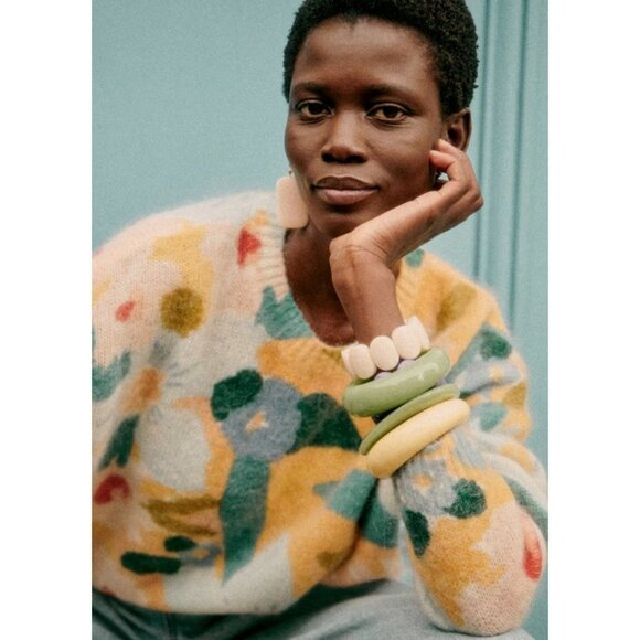 NWT Sezane Isadora Jumper in Flowers Mohair Wool Blend Sweater M - Picture 5 of 9